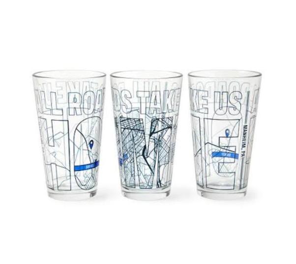 All roads take us home map glass duo